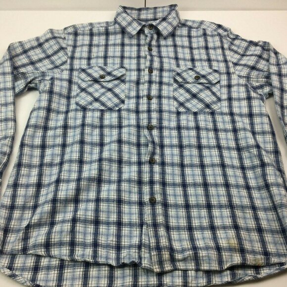 Faded Glory Mens Blue  White Plaid Button Shirt Long Sleeve Size Large 42-44 - Picture 2 of 9